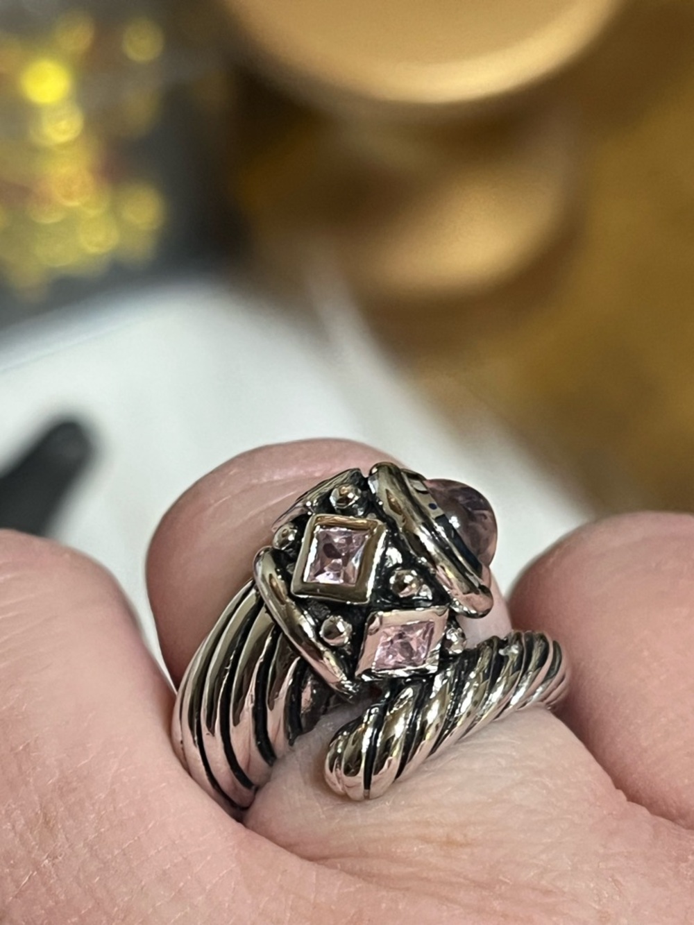 Pink Cable Wrap Around Ring - Picture 10 of 16